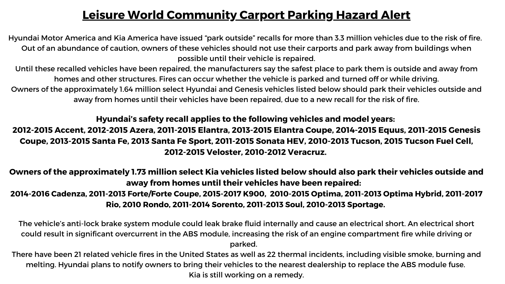 LW Carport Parking Hazard Alert